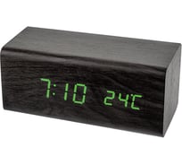 Часы будильник PERFEO LED Block чёрный зелёная подстветка PF S718T время температуратура 30 011 157