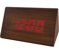 Часы будильник PERFEO LED Trigonal коричневый красная подстветка PF S711T 30 011 164