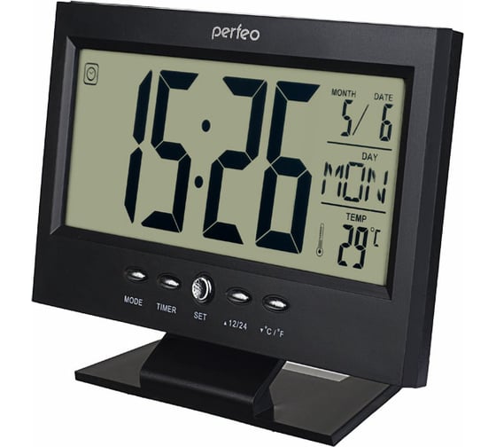 Часы-будильник PERFEO Set чёрный PF-S2618 время температура дата 30 013 217