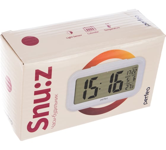 Часы-будильник PERFEO Snuz белый PF-S2166 время температура дата 30 013 214