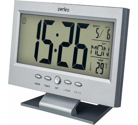 Часы-будильник PERFEO Set серебряный PF-S2618 время температура дата 30 013 218