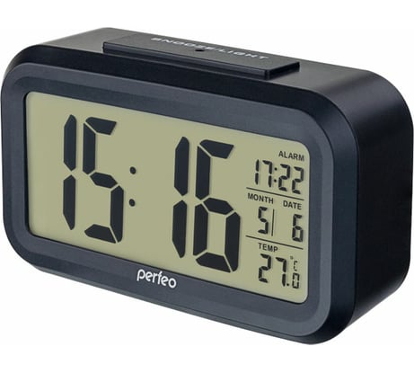 Часы-будильник PERFEO Snuz чёрный PF-S2166 время температура дата 30 013 215