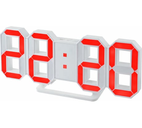 Часы будильник PERFEO LED LUMINOUS белый корпус красная подсветка PF 663 30 010 070