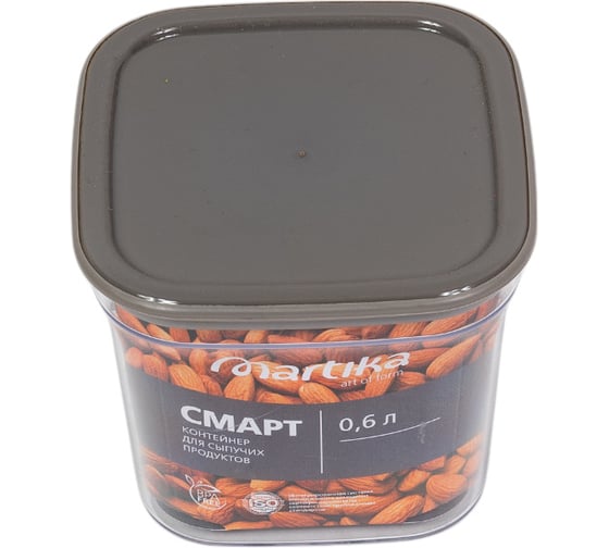 Контейнер для сыпучих продуктов Martika Смарт 0.6 л, пыльно-серый С413ПСЕР