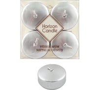 Плавающая свеча MIR LIGHT "Horizon Candles" высота 25 мм, диаметр 50 мм, 4 ш., серебряная СС-77254