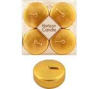 Плавающая свеча MIR LIGHT "Horizon Candles" высота 25 мм, диаметр 50 мм, 4 шт., золотая СС-77247