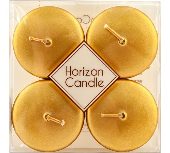 Плавающая свеча MIR LIGHT "Horizon Candles" высота 25 мм, диаметр 50 мм, 4 шт., золотая СС-77247