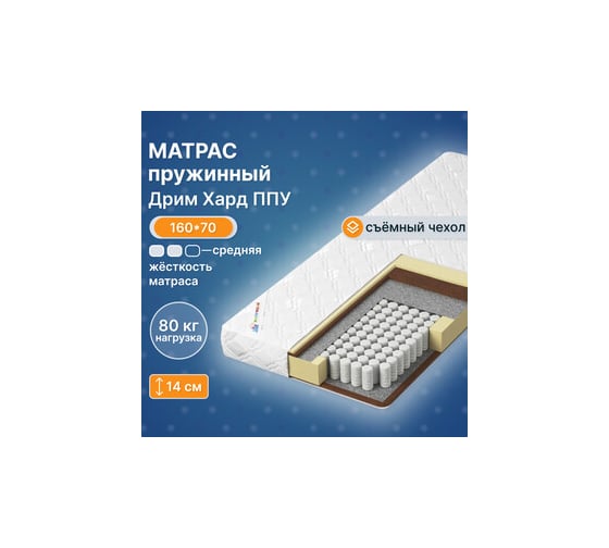 Матрас Капризун Дрим хард ппу 160 на 70 414804