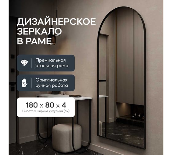 Зеркало в раме GENGLASS ARKIS Black GGM-24-2