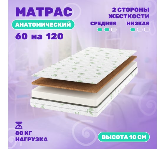 Матрас Капризун алое вера ппу, с кокосом, 120 на 60 см 413071