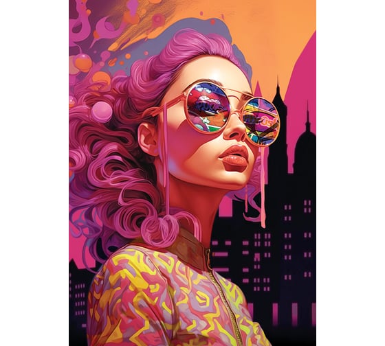 Картина Fbrush Неоновый город 50x70 см kt57-14443