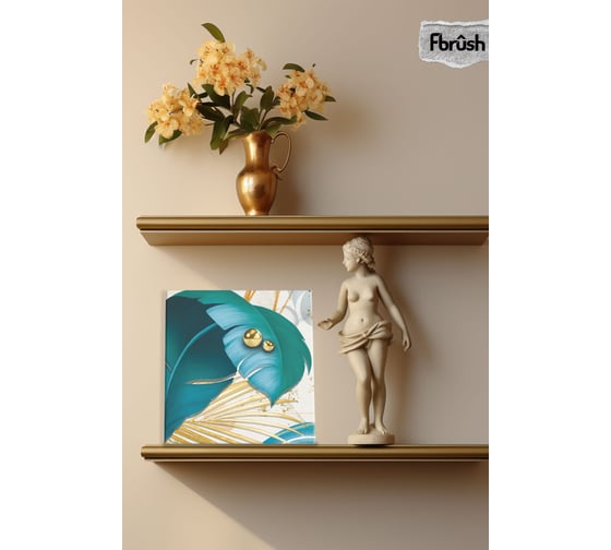 Картина Fbrush Тропические листья с золотом 1 30x30 см kt35-13985