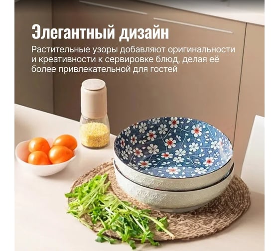 Набор тарелок Homium Japanese Collection, Home, 2 шт., глубокая, цвет синий, D23.5 см set2homeJC01