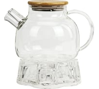 Заварочный чайник DASWERK 900 мл, бочонок, жаропрочное стекло, подставка для свечи, сито 608646