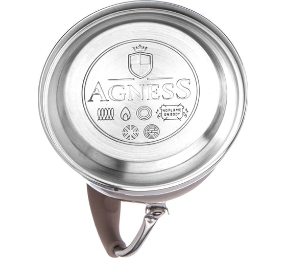 Чайник Agness с фильтром, 1,0 л, c индукционным капсульным дном и складывающейся ручкой, шоколадный 937-875