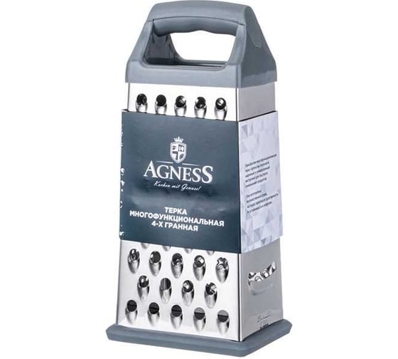 Терка Agness 4-х гранная, 11x8,5 см, высота 23,8 см, нержавеющая сталь/пластик 712-0012