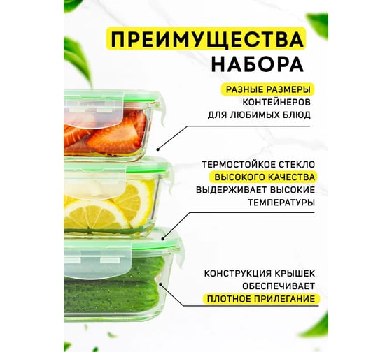Набор из 3 жаропрочных мисок с крышками LORAINE 26266