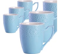 Набор из 6 кружек LORAINE 220 мл, из керамики, на подставке 30910
