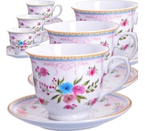 Чайный сервиз на 6 персон LORAINE 220 мл, из фарфора, премиум, цветы 26430