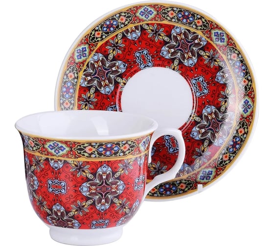 Чайный сервиз на 6 персон LORAINE 220 мл, из фарфора, премиум, цветы 26431