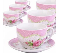 Чайный сервиз на 6 персон LORAINE 220 мл, из фарфора, премиум, цветы 25926