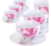 Чайный сервиз на 6 персон LORAINE 150 мл, из фарфора, премиум, цветы 25920