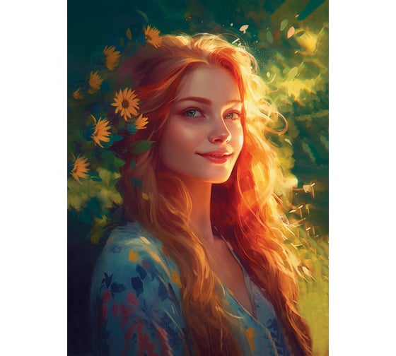 Картина Fbrush Девушка лето 50x70 см kt57-14435 1