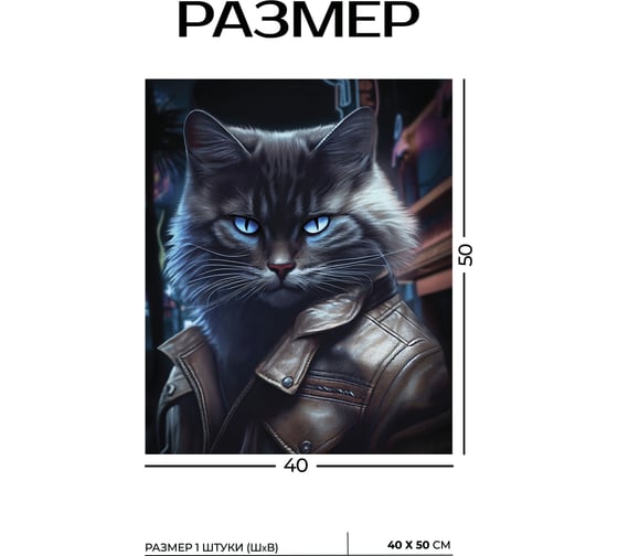 Картина Fbrush Брутальный кот 1 40х50 см kt45-14242