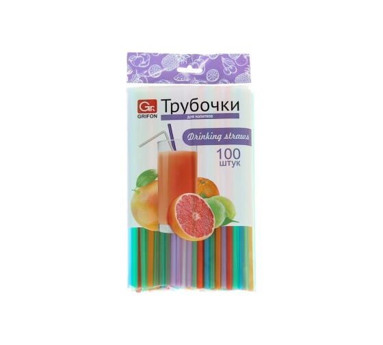 Гофрированные трубочки для напитков Grifon 21 см, 100 шт Б0042838