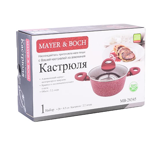 Кастрюля MAYER&BOCH 2.6 л, 20 с,м из алюминия, с антипригарным покрытием 28345