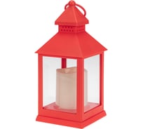 Декоративный фонарь Neon-Night со свечкой, красный корпус, размер 10,5x10,5x24 см, цвет теплый белый 513-059