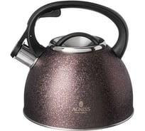 Чайник Agness со свистком 2.5 л, BROWN 907-252