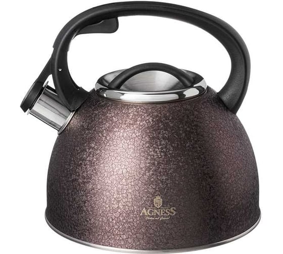Чайник Agness со свистком 2.5 л, BROWN 907-252