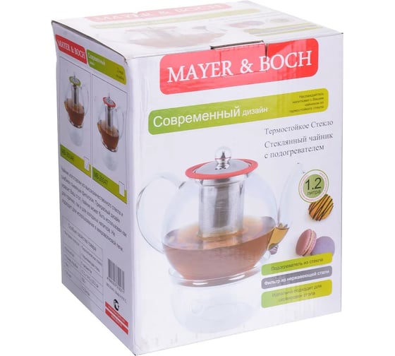 Чайник MAYER&BOCH 1200 мл, стеклянный 29346