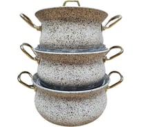 Набор посуды OMS collection с антипригарным покрытием из 6 3/3 предметов, крышки стеклянные, цвет песочный 3047-KMBJ