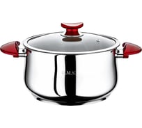 Стальная кастрюля OMS collection с бакелитовыми ручками, крышка стеклянная, размер 26x16 см 8,3 л 2038-26