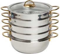 Мантоварка OMS collection со стеклянной крышкой 28x10 см 5,8 л, цвет ручек золото 6090/C-28-Gd