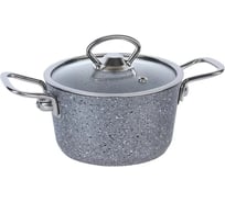 Кастрюля OMS collection со стеклянной крышкой, размер 12x7,5 см 0,9 л с антипригарным покрытием, цвет серый 3111S-12-Gr