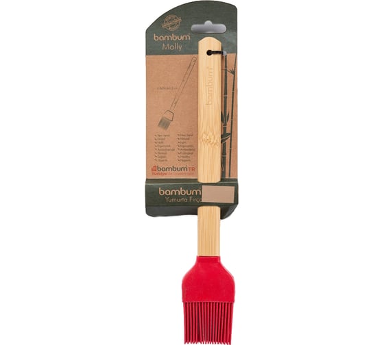 Силиконовая кисточка OMS collection с ручкой из бамбука Molly, цвет красный B3666 1