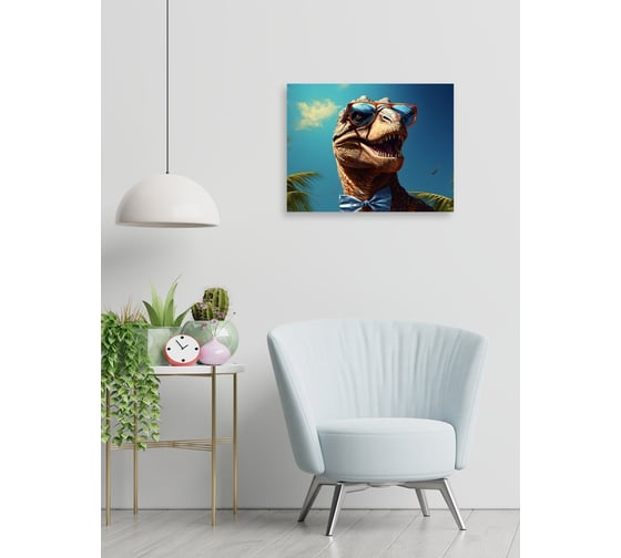 Печатная картина Симфония Динозавры, на деревянном подрамнике, 40x30 см 1-233