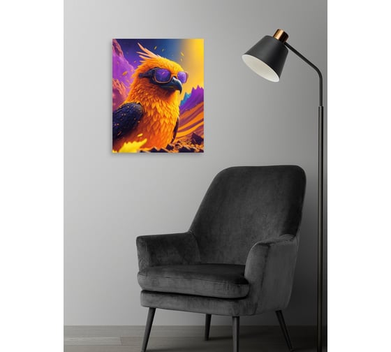 Печатная картина Симфония Птицы, на деревянном подрамнике, 30x40 см 1-236