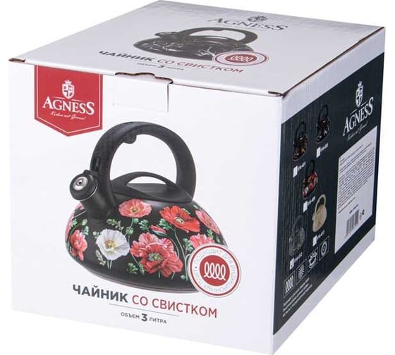Чайник Agness со свистком, 3 л 916-413