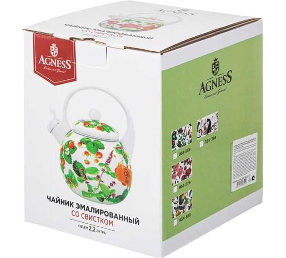 Эмалированный чайник Agness со свистком 934-569