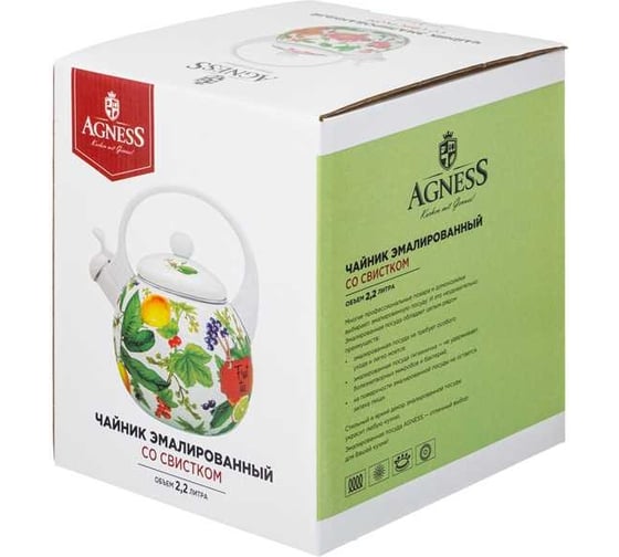 Эмалированный чайник Agness со свистком 934-589