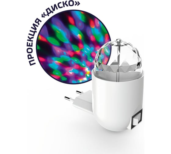 Розеточный светильник с фиксированной проекцией Gauss диско, 3W, белый DIY0041