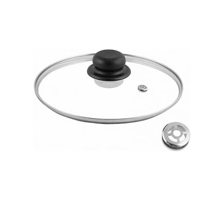 Стеклянная крышка Appetite с металлическим ободом, пластиковой кнопкой с усиленным пароотводом 14 см GF14P