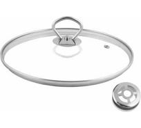 Стеклянная крышка Appetite с металлическим ободом, металлической кнопкой с усиленным пароотводом 26 см GF26M
