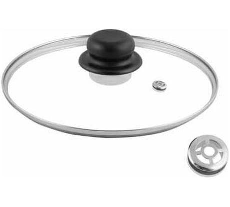 Стеклянная крышка Appetite с металлическим ободом, пластиковой кнопкой с усиленным пароотводом 16 см GF16P