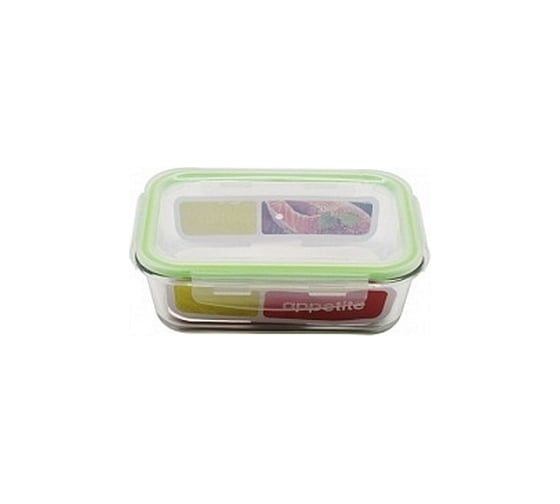 Стеклянный контейнер appetite прямоугольный, 1040 мл, зеленый SL1040RG