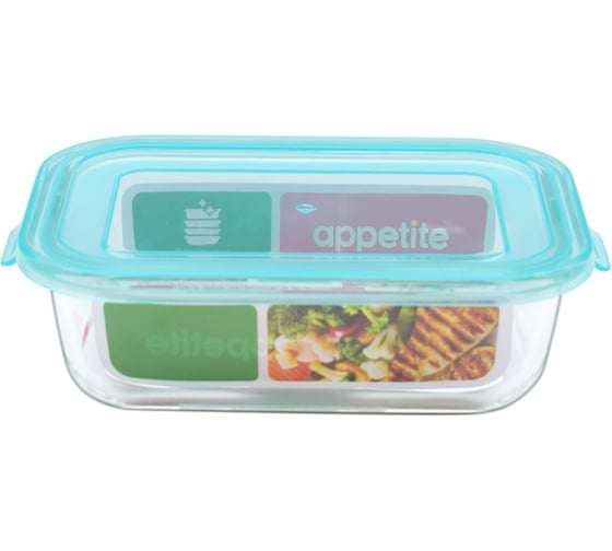 Стеклянный контейнер appetite прямоугольный, 1040 мл, голубой SL1040RLB